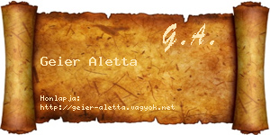 Geier Aletta névjegykártya